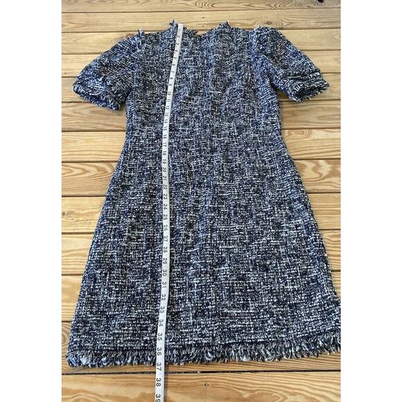 NWT Goop Fringed Detail Wool Tweed Dress Size 6 Women’s Black - Picture 7 of 8